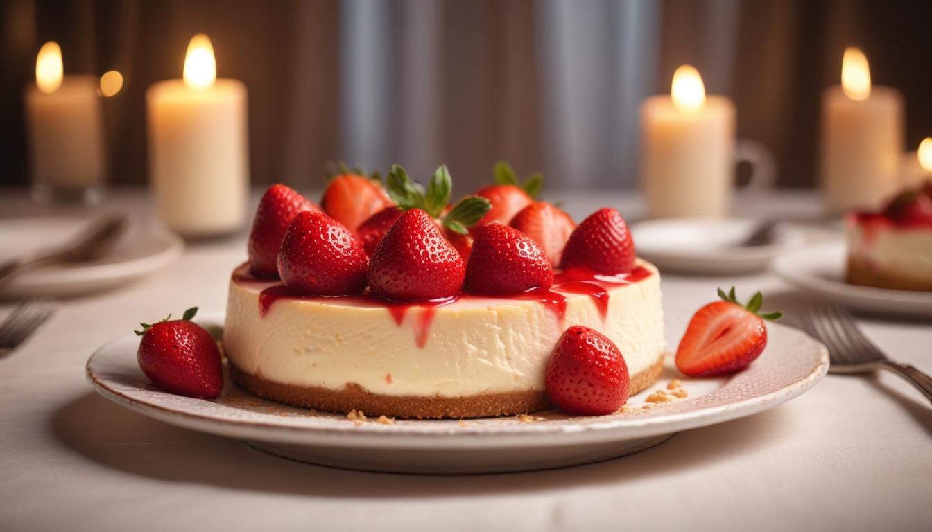 Çilekli Glutensiz Cheesecake: Romantik Bir Akşam Yemeği için Mükemmel Tatlı